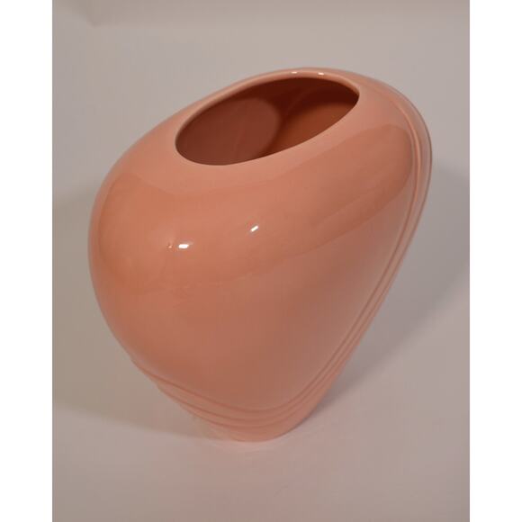 Royal Haeger Peach Art Deco Vase #4342 Vintage 1980s Blush Pink Ceramic - Picture 2 of 4